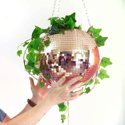 12" Disco Ball Planter - Rose Gold