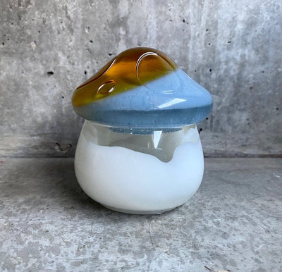 Mushroom Jar - Amber/Blue