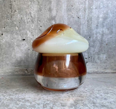 Mushroom Jar - Retro Brown/White